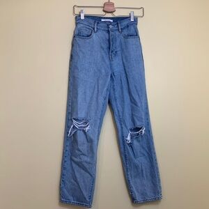 PacSun High Waisted Straight Ripped Distressed Button-fly Cotton Denim Jeans 23